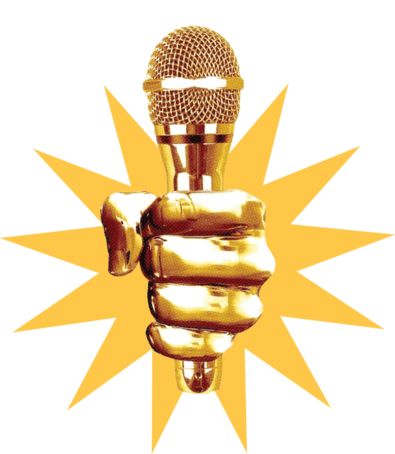 Microphone with Yellow Starburst